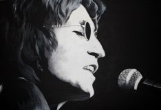 Lennon with a microphone