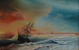 Free copy of the painting of Ivan Aivazovsky "Storm over Evpatoria"