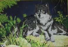 A pair of wolves beaded