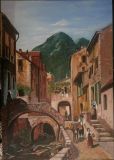 La escena italiana de la aldea