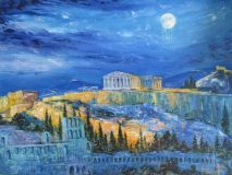 The Acropolis under the moon sight
