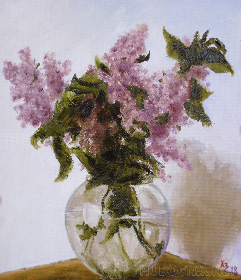 Lilacs in a glass vase