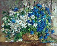 "Romashkovo-azul ramo de flores"