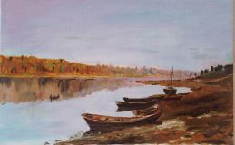 Work on the painting by I. I. Levitan