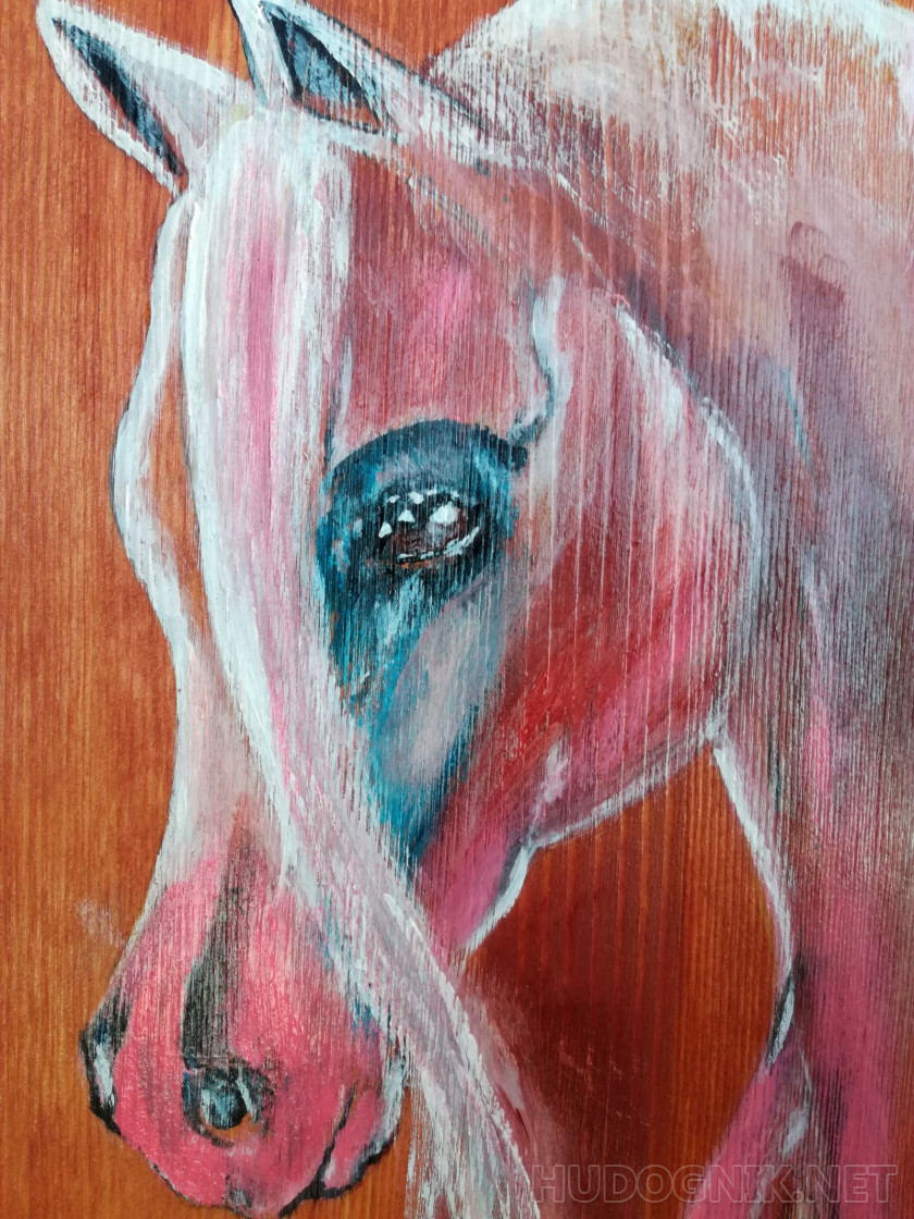 Картина на деревянной доске "Лошадь"