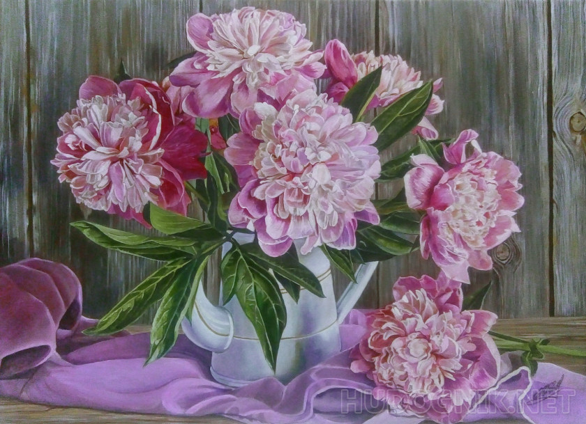 Peonies in a teapot