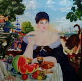 Copy Kustodiev B. merchant's wife at tea