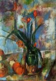 A free copy of the painting of Paul cézanne .Tyulpanyi in a vase.
