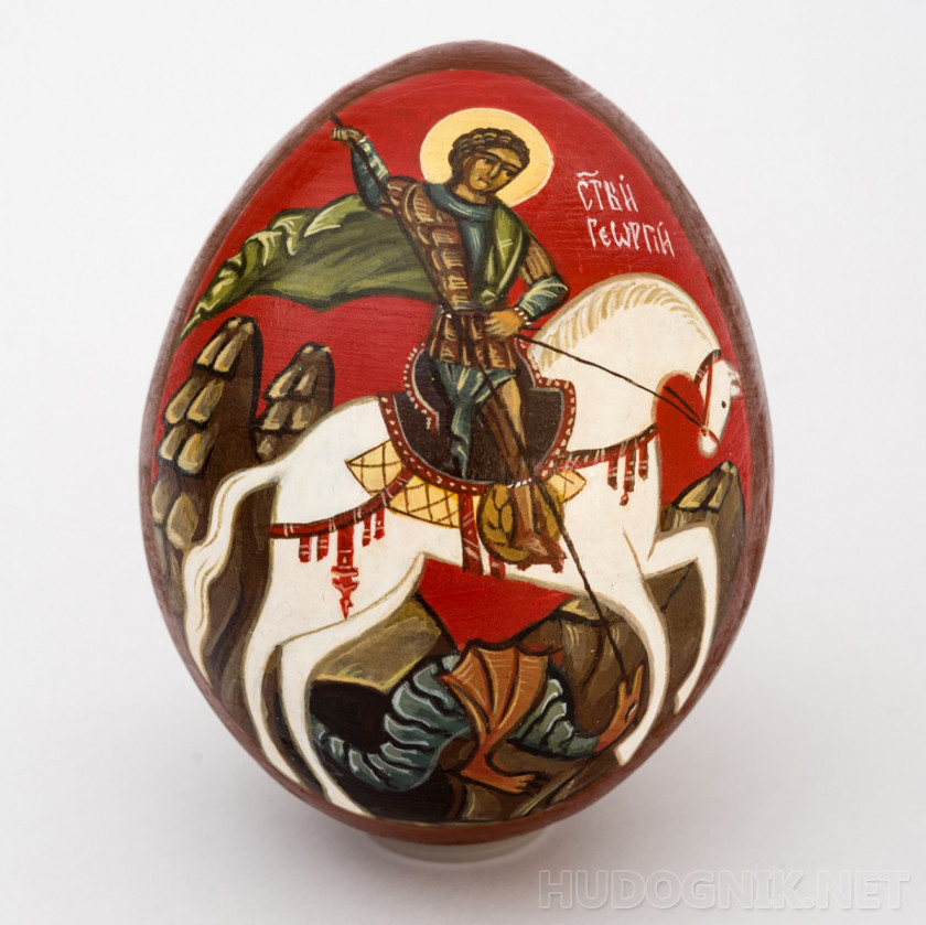 Huevo de San Jorge, de fondo rojo