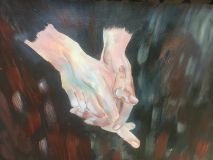 Hands in prayer (redrawing of paintings by Camille Corry, 2006)
