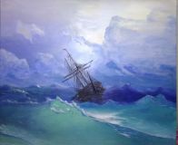 A ship in stormy seas