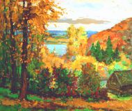 Полыхает otoño разноцветьем pinturas