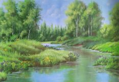 Summer landscape "Irises in the Bayou".