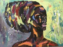 Mujer africana de arte Pop en turbante