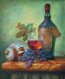 A copy of the painting by Tot Gabor still life with wine