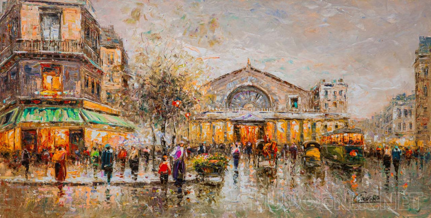 Пейзаж Парижа Антуана Бланшара Восточный вокзал, копия Кристины Виверс