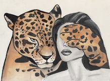 Girl and leopard