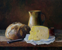 Still life with bread and cheese