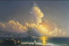 Réplica de la pintura de Aivazovsky "Noche en el mar"