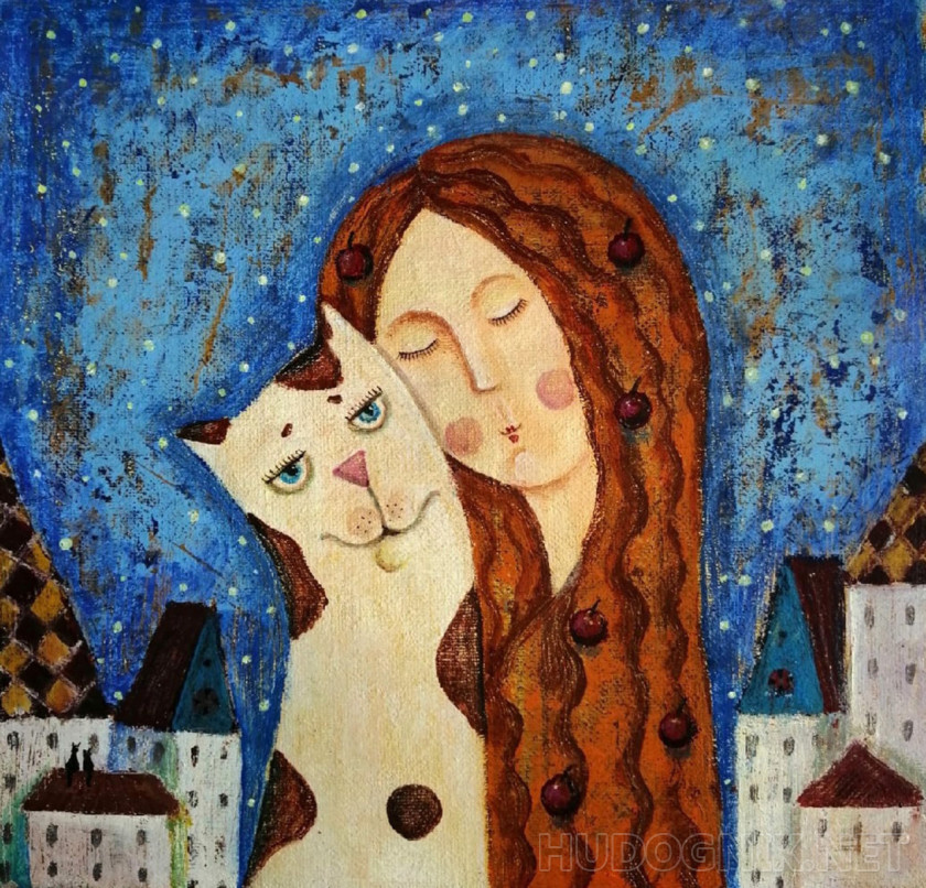 Девушка и кошка