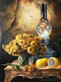 Dandelions and lamp