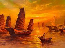 Sailing Ships at Sunset
