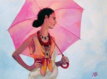 Девушка с розовым зонтом