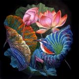 Kingfisher in lotuses