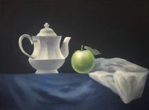 still life with a white teapot