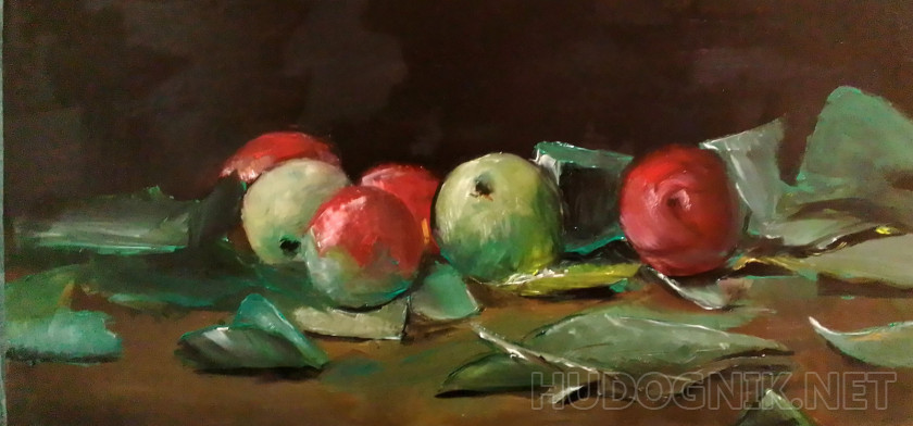 "Apples and leaves"based on the artist Serov