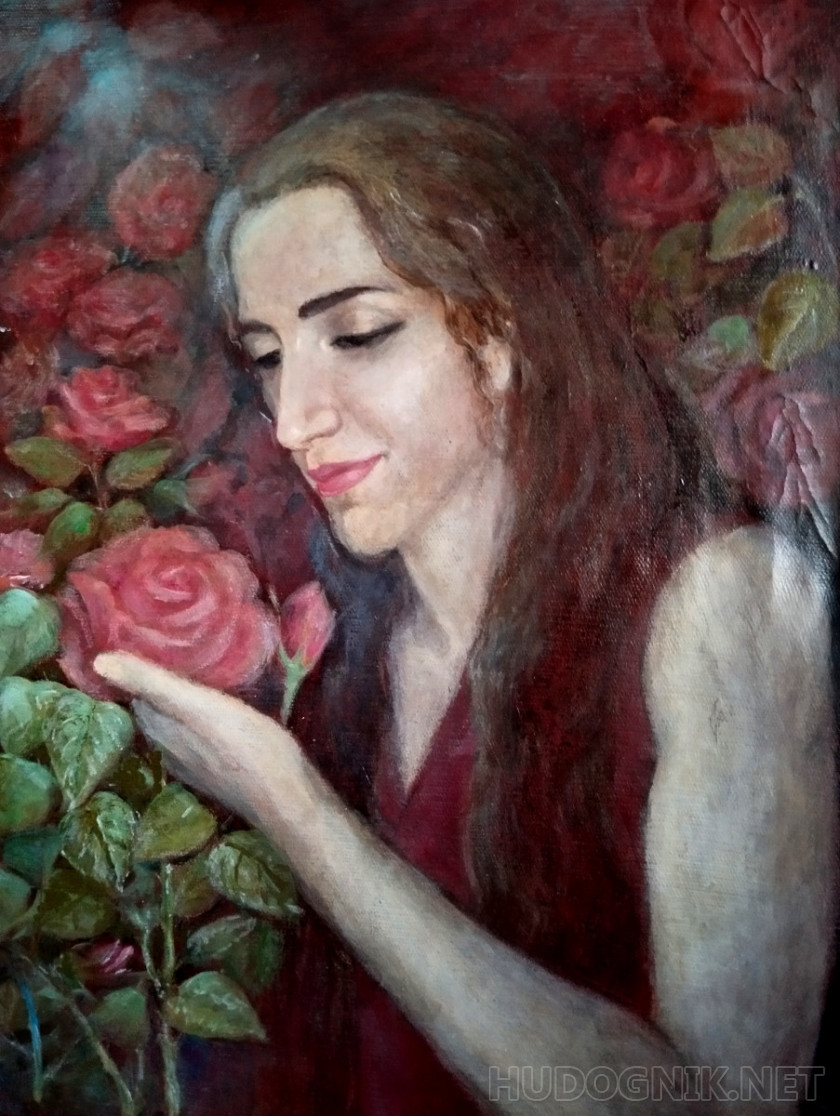 Девушка среди роз.