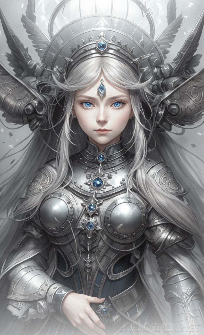 Princesa-hechicera plateada con armadura