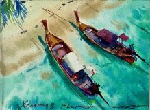 Tailandia Phuket. Barcos en la orilla