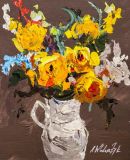 Bouquet of yellow roses in a jug N3
