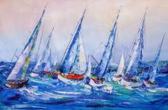 The regatta. Blue and white landscape N5