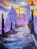 Charles Bridge. Lilac tone