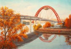 Vista del puente Zhivopisny en otoño