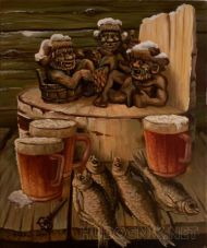 Натюрморт с пивом и рыбой - Банный день