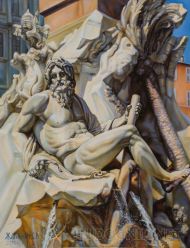 Картина маслом на холсте - Фонтан четырёх рек в Риме