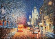 Картина современного художника - Заискрился снежный город
