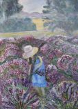 A girl collects lavender