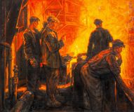 Copy of the painting by Fyodor Razin. Steel is coming (Steelworkers' team)