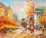 Landscape of Paris by Antoine Blanchard. Place de la Madeleine N2, copy of the painting