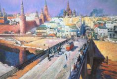 Copia de un cuadro de Konstantin Korovin. Puente Moskvoretsky