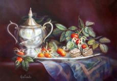 Still Life with Rosehip and Silverware