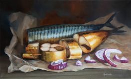 Still life with mackerel