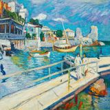 Una copia gratuita de un cuadro de Konstantin Korovin. Gurzuf