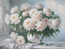 Peonies in a white vase