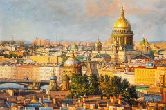 Roofs of St. Petersburg. View of St. Isaac's Cathedral