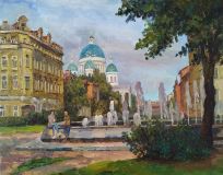 bor Rachmaninovsky Square. View of the Trinity Cathedral